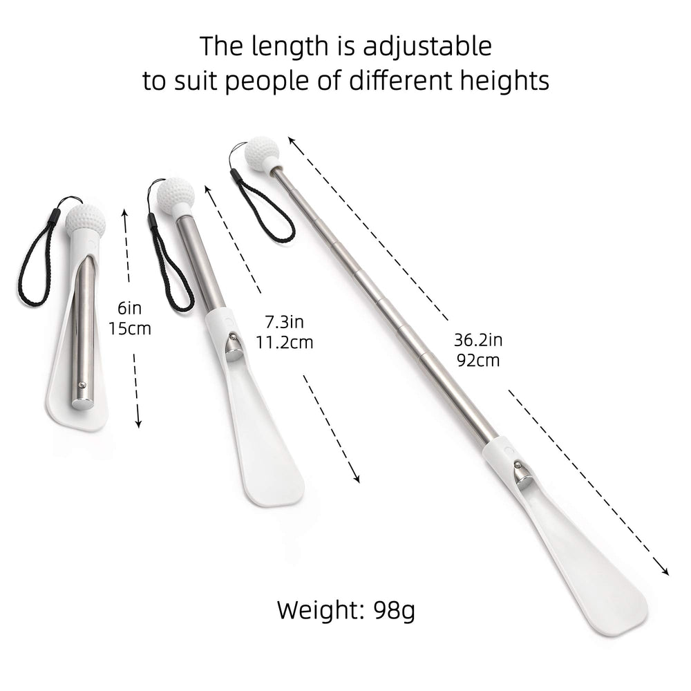 36.2 Extra Long Retractable Shoehorn - Mini Adjustable White Shoe Horn Long Handle for Woman Seniors
