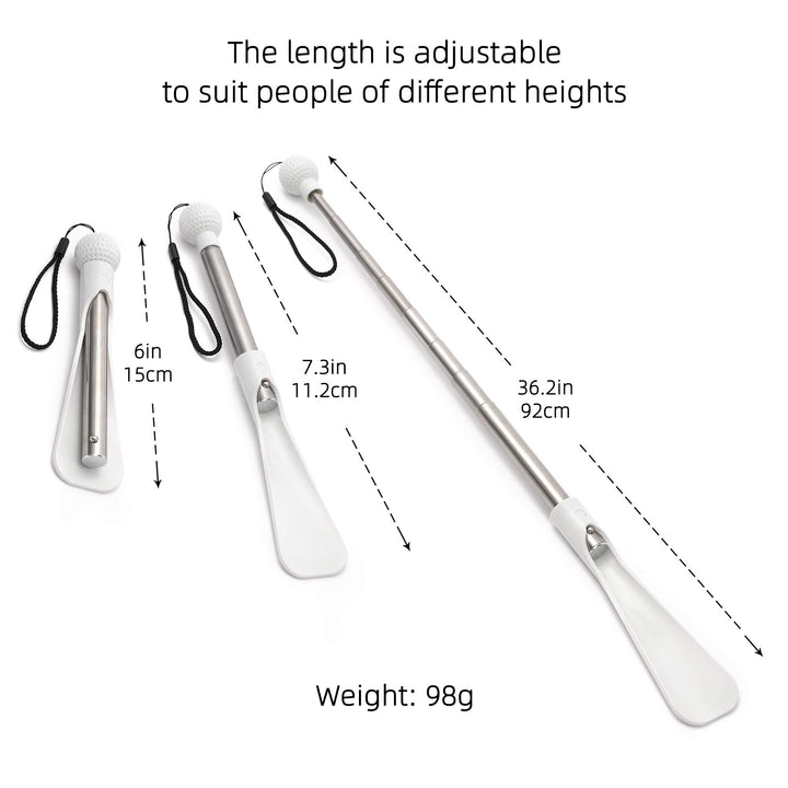 36.2 Extra Long Retractable Shoehorn - Mini Adjustable White Shoe Horn Long Handle for Woman Seniors
