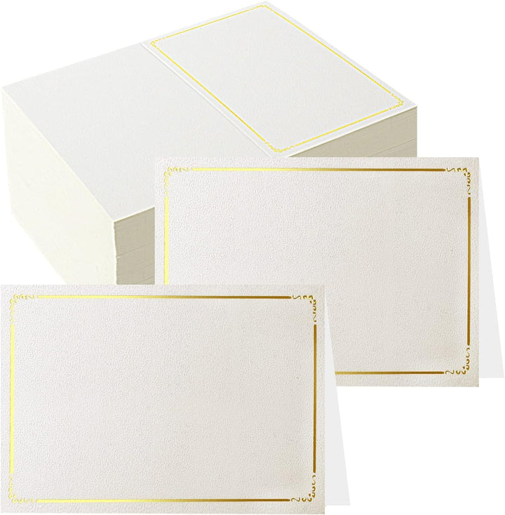 70 Pcs Place Cards Blank Fillable Banquet Seat Card with Gold Foil Frame, Place Cards for Table Setting, Escort Cards, Name Cards, Wedding Place Cards for Wedding, Table, Dinner Parties, 2.5 x 3.75