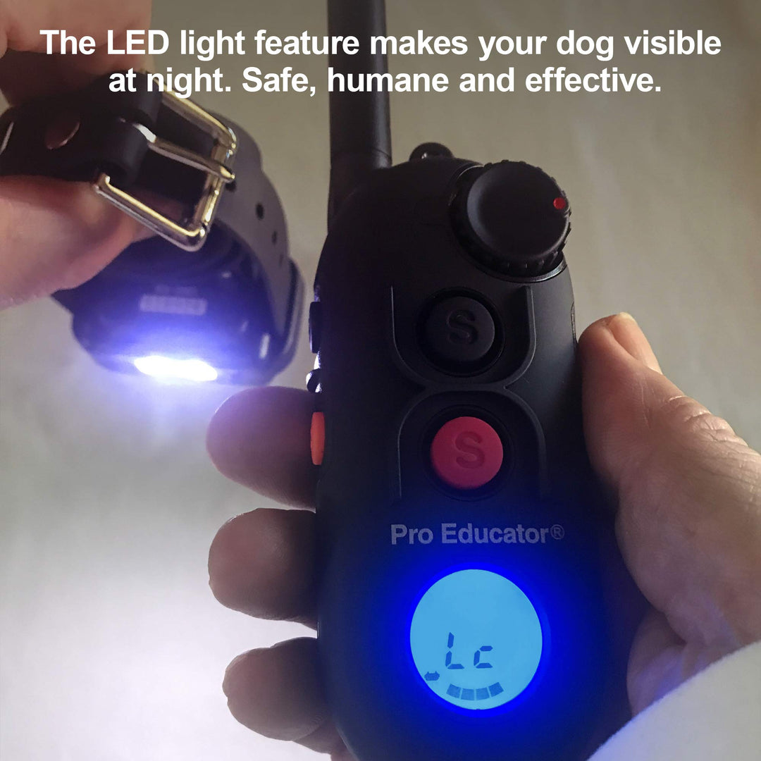 Pro 1/2 Mile Dog Training Collar with Ergonomic Remote, Safe Humane Vibration Stimulation, Pavlovian Tone, Waterproof, Odorproof Biothane Collar, Night Light, Rechargeable, 1 Dog, Black