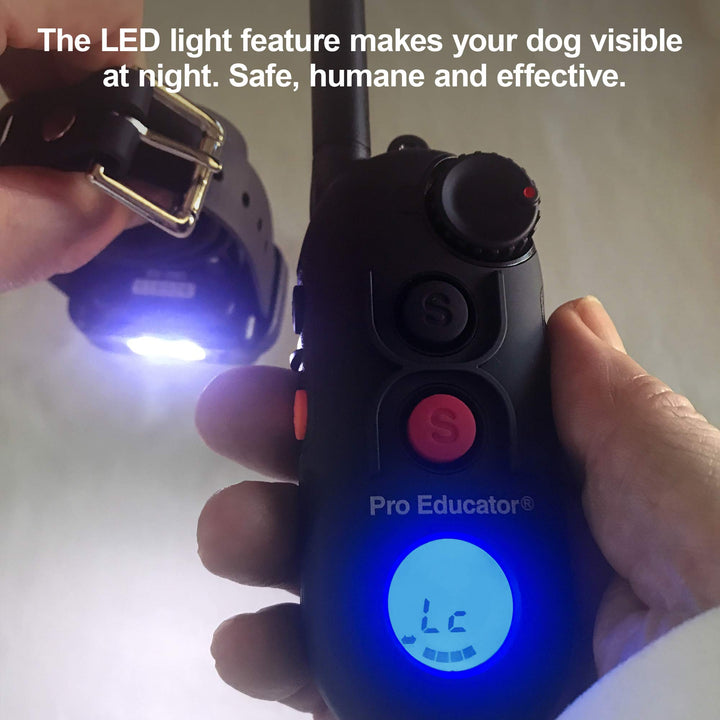 Pro 1/2 Mile Dog Training Collar with Ergonomic Remote, Safe Humane Vibration Stimulation, Pavlovian Tone, Waterproof, Odorproof Biothane Collar, Night Light, Rechargeable, 1 Dog, Black