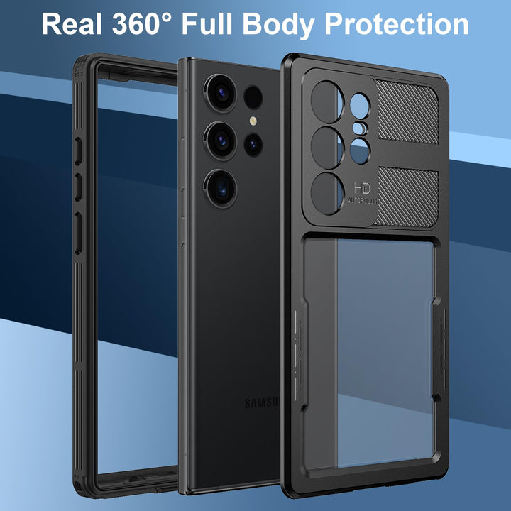 for Galaxy A12 Waterproof Case with Built-in Screen Protector Dustproof Shockproof Drop Proof Heavy Duty Phone Case, Rugged Full Body Underwater Protective Cover for Samsung Galaxy A12 Black