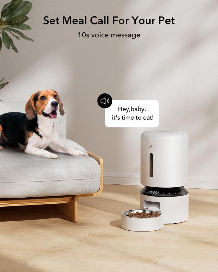 Automatic Cat Feeder, Automatic Dog Feeder with Freshness Preservation, 5L Timed Cat Feeders for Dry Food, Up to 6 Meals Per Day, Granary Pet Feeder for Cats/Dogs