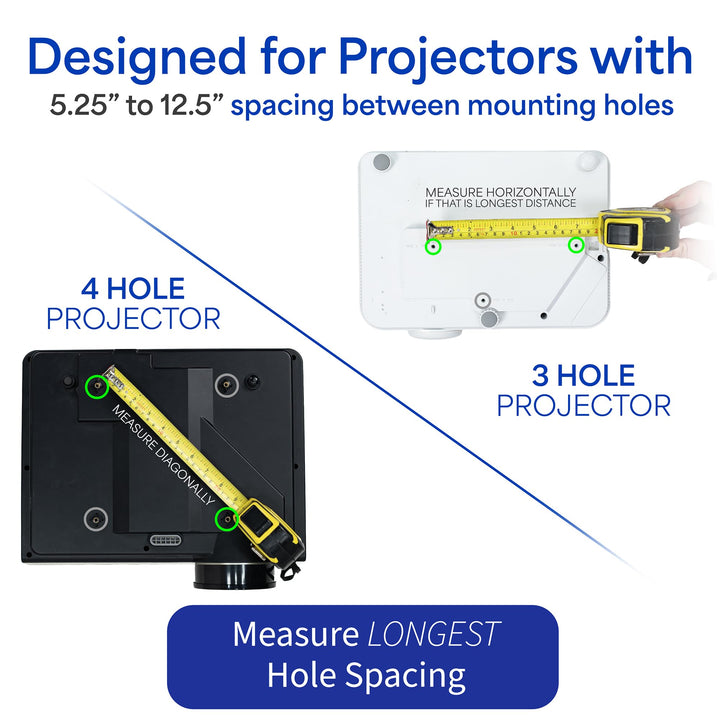Universal Adjustable Ceiling Projector Mount for Regular and Mini Projectors with Extending Arms, White, MOUNT-VP01W