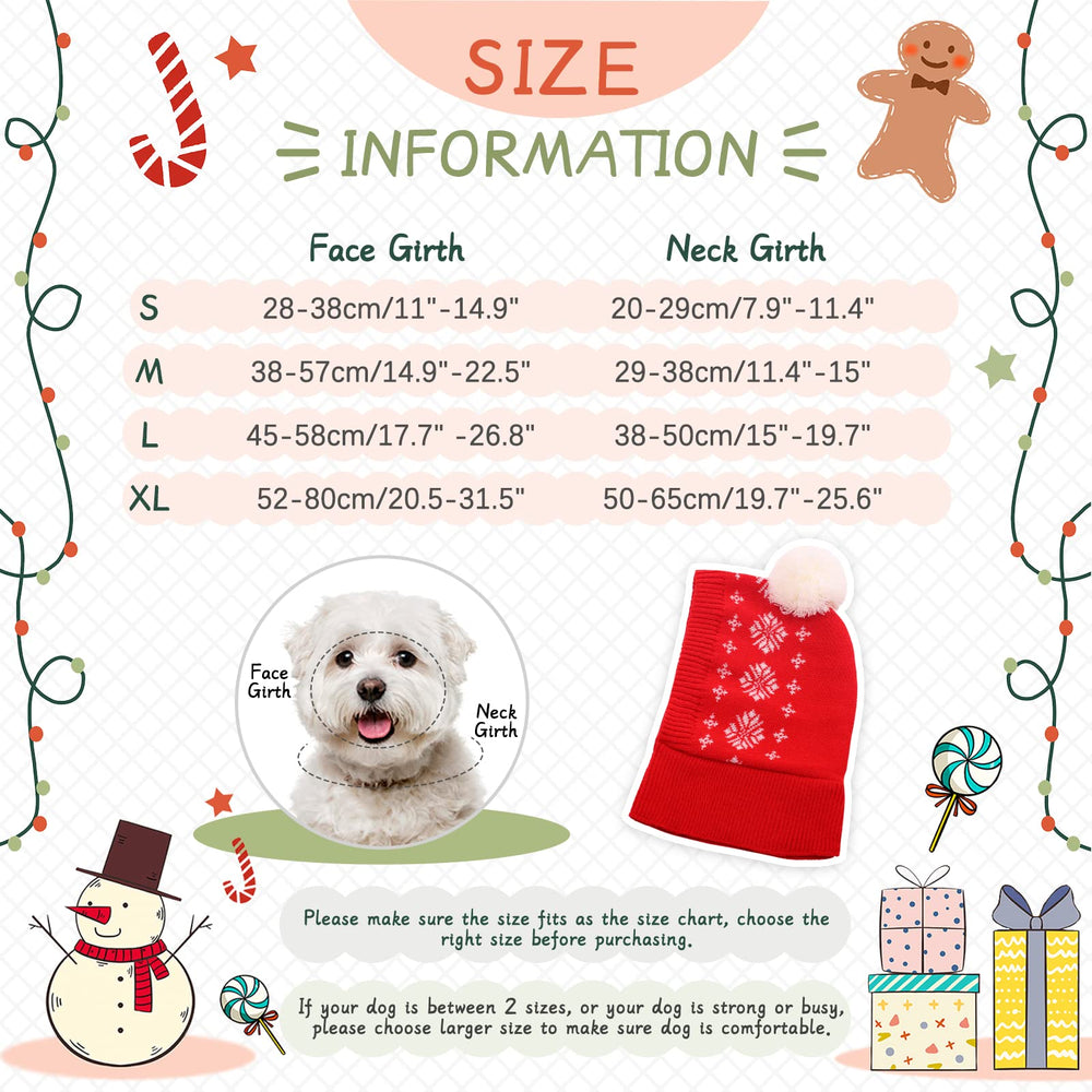 Dog Winter Hat, Dog Knitted Hat Pet Christmas Winter Warm Caps Cute Accessories Neck Ear Warmer Hood Warm Scarf Party Decoration for Pet Cat and Dog fit for Small Medium Large Dogs XL