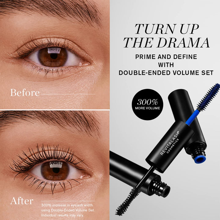 Cosmetics, Double-Ended Volume Set, Eyelash Primer & Mascara, Hypoallergenic & Cruelty Free
