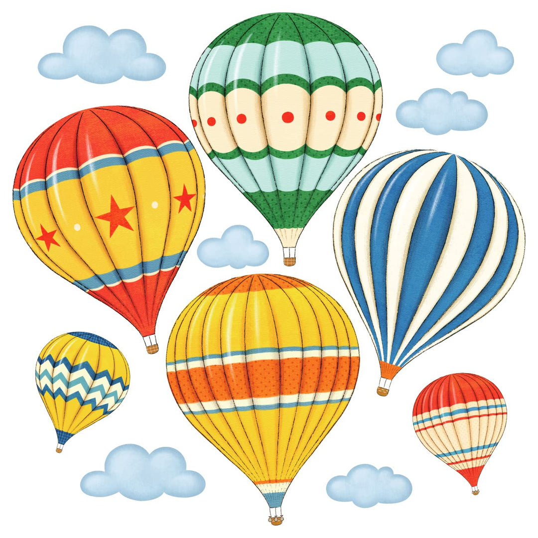 DS-8011 Colourful Hot Air Balloons Kids Wall Stickers Wall Decals Peel and Stick Removable Wall Stickers for Kids Nursery Bedroom Living Room (Small) dcor