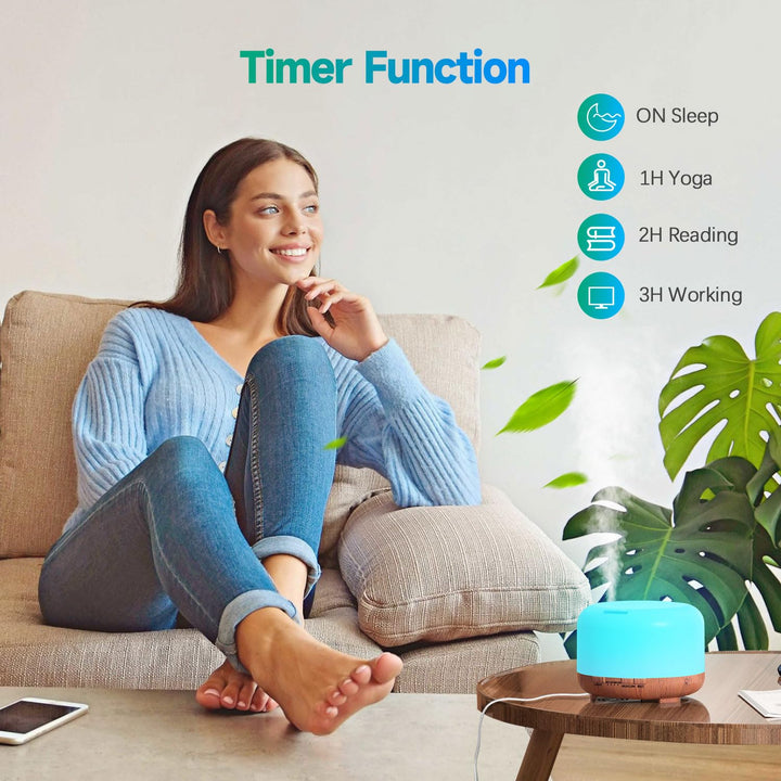 YIKUBEE Essential Oil Diffuser with Essential Oils Set, 6x10mL Essential Oils for Diffusers for Home, 500ml Humidifier with Remote Control, Aromatherapy Diffusers for Essential Oils Large Room