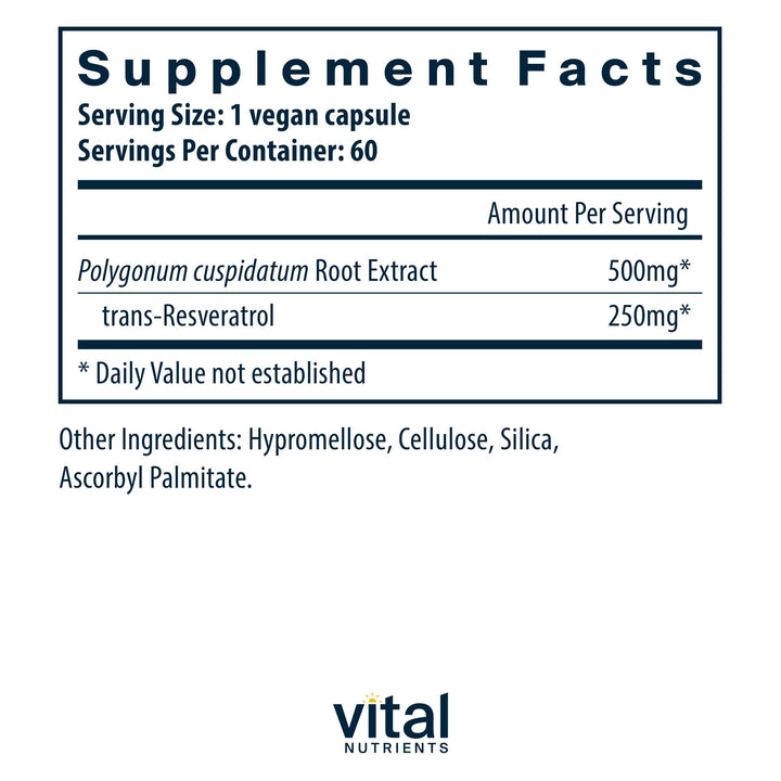 Resveratrol | Ultra High Potency Antioxidant | Trans Resveratrol for Cardiovascular and Cell Health Support* | Vegan Supplement | Gluten, Dairy and Soy Free | Non-GMO | 60 Capsules