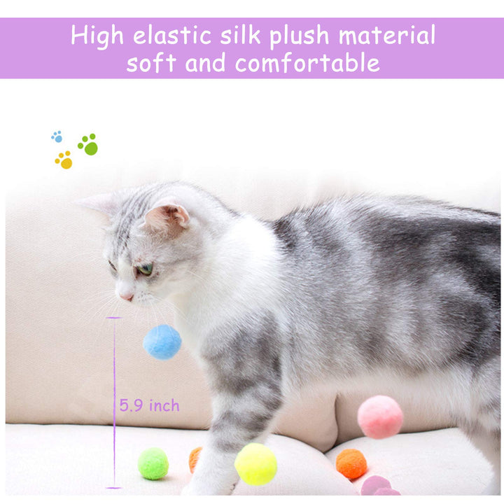 30Pcs Soft Cat Balls, 3CM Cat Pompoms Colorful Cat Toys for Catch/Chase, Interactive Toys for Cats/Small Pets