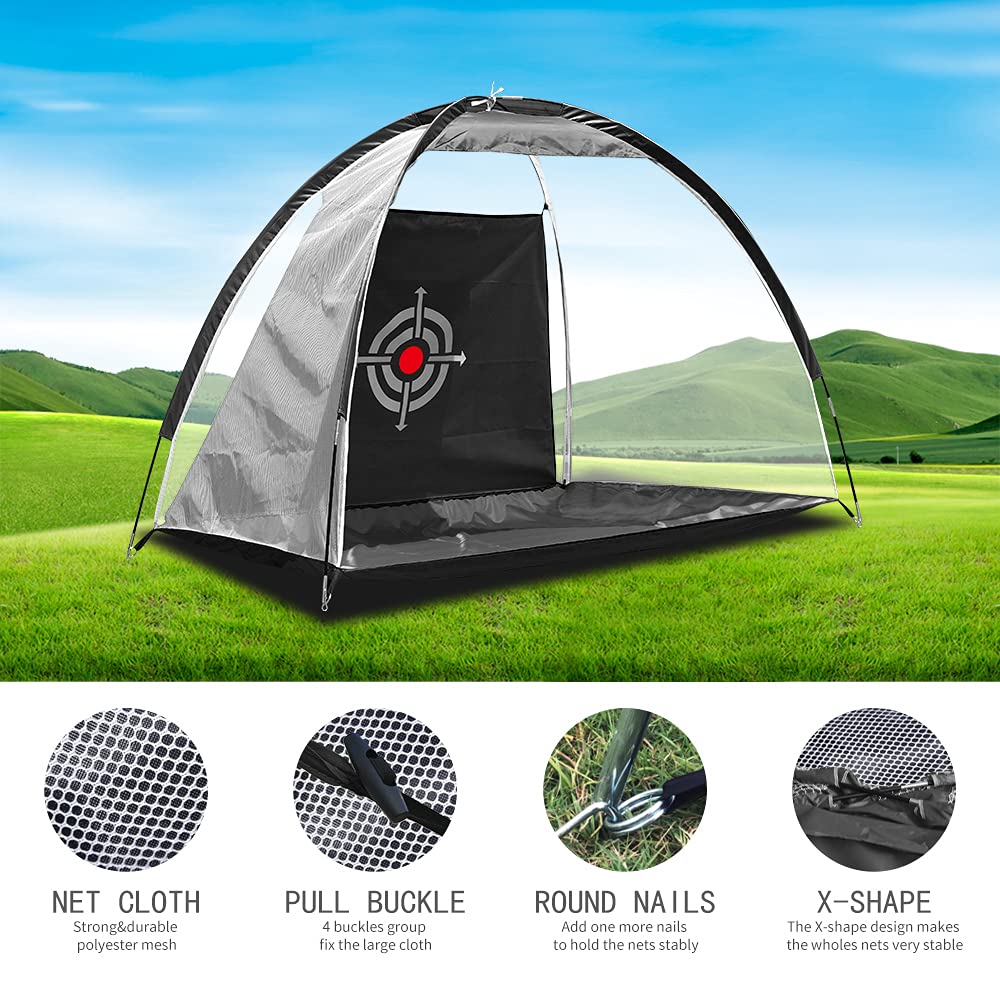 Golf Practice Net Golf High Impact Net Golf Hitting Net with Target Golf Training Aids for Backyard Driving Range (Black, 6.6FT)