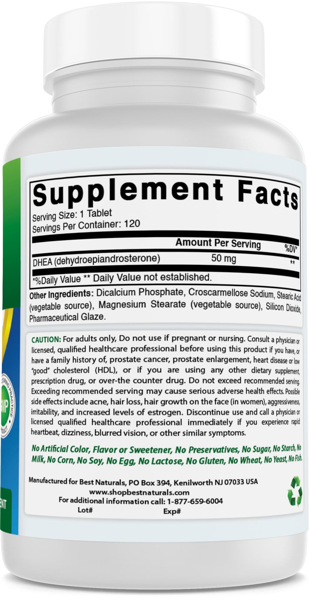 DHEA 50 mg 120 Tablets - Supports Balanced Hormone Levels for Men & Women - Promotes Healthy Aging - USA Manufactured