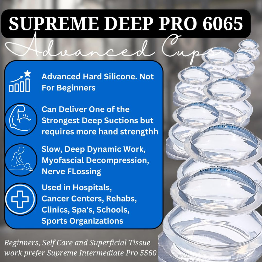 Cupping Warehouse Advanced (Hard) Supreme 8 DEEP PRO 6065 Professional Cupping Therapy Set- Body Myofascial Cupping Set- Harder Silicone Cupping Set-, Cupping Set Massage Therapy Cups