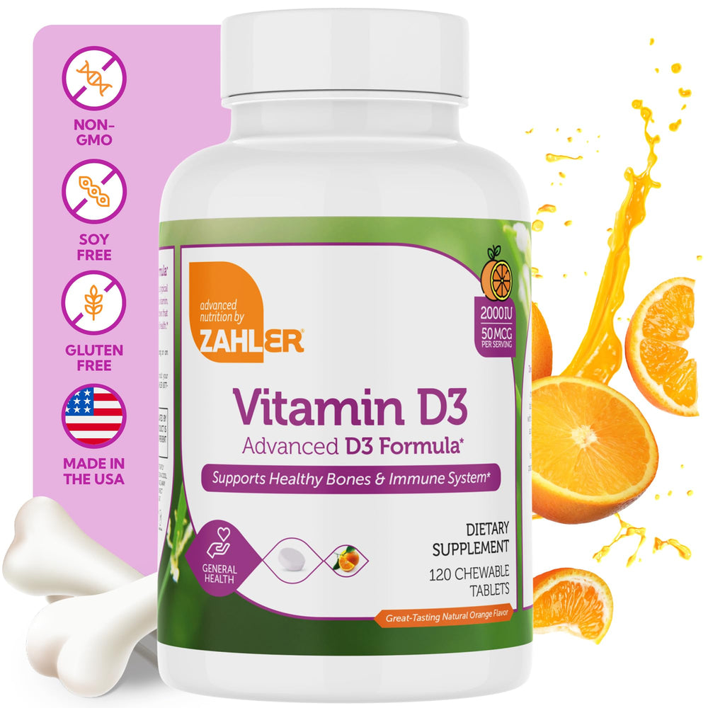 Chewable Vitamin D - Chewable Vitamin D3 2000IU (50 mcg) for Bone Health and Immune Health - Vegetarian Gluten Free Non-GMO Kosher for Adults (120 Count)