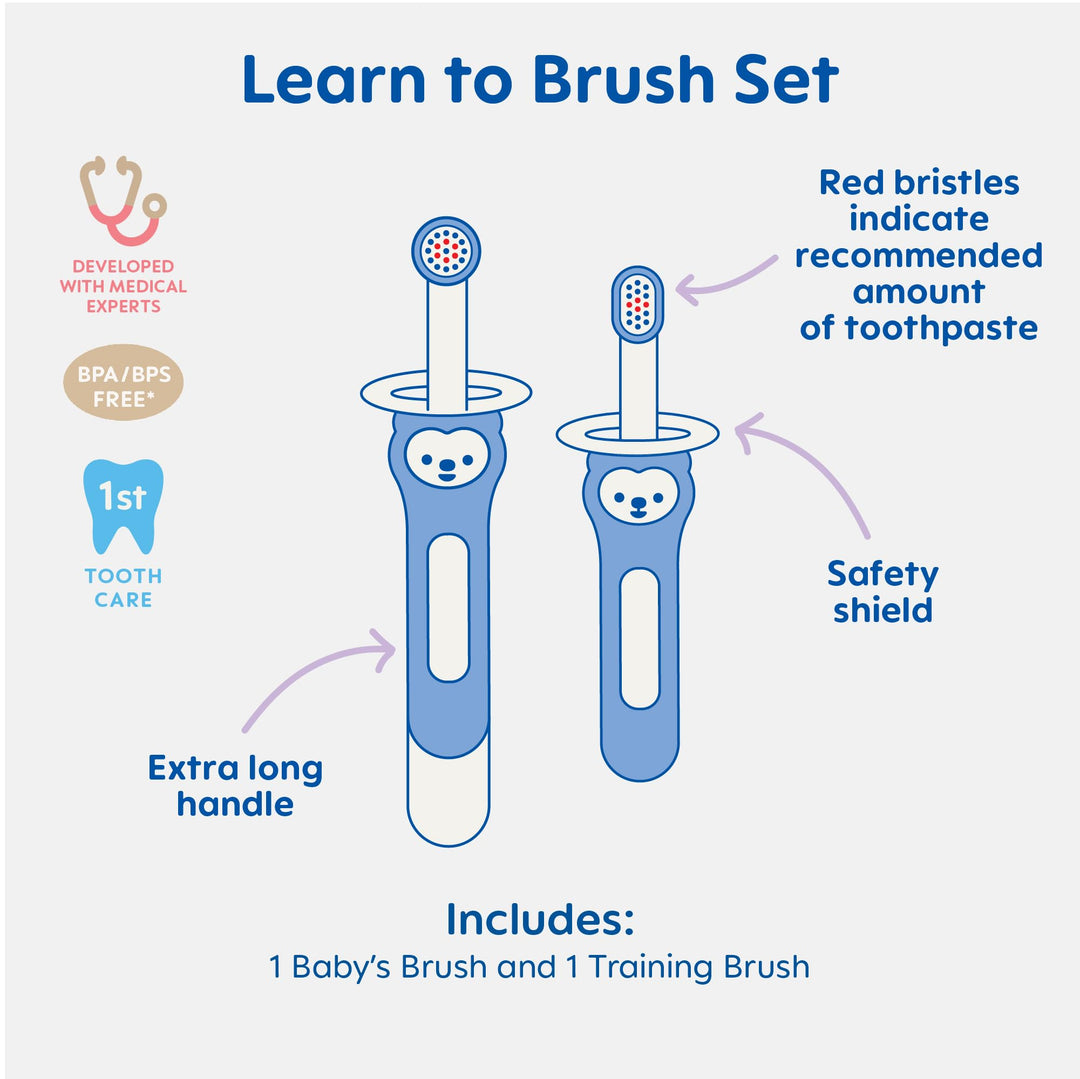 Learn to Brush Set, Baby Toothbrush Set, Girl, Pink, 6+ Months