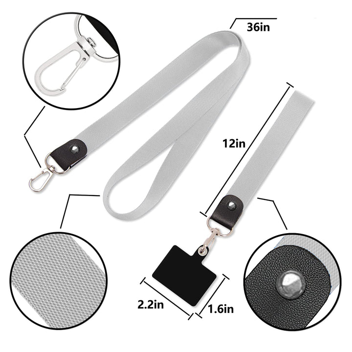 Phone Lanyard, 4 Pack Universal Nylon Cell Phone Lanyard Holder for Around the Neck for Women, Wrist Key Chain Lanyard Compatible with Most Smartphones (Black Gray)