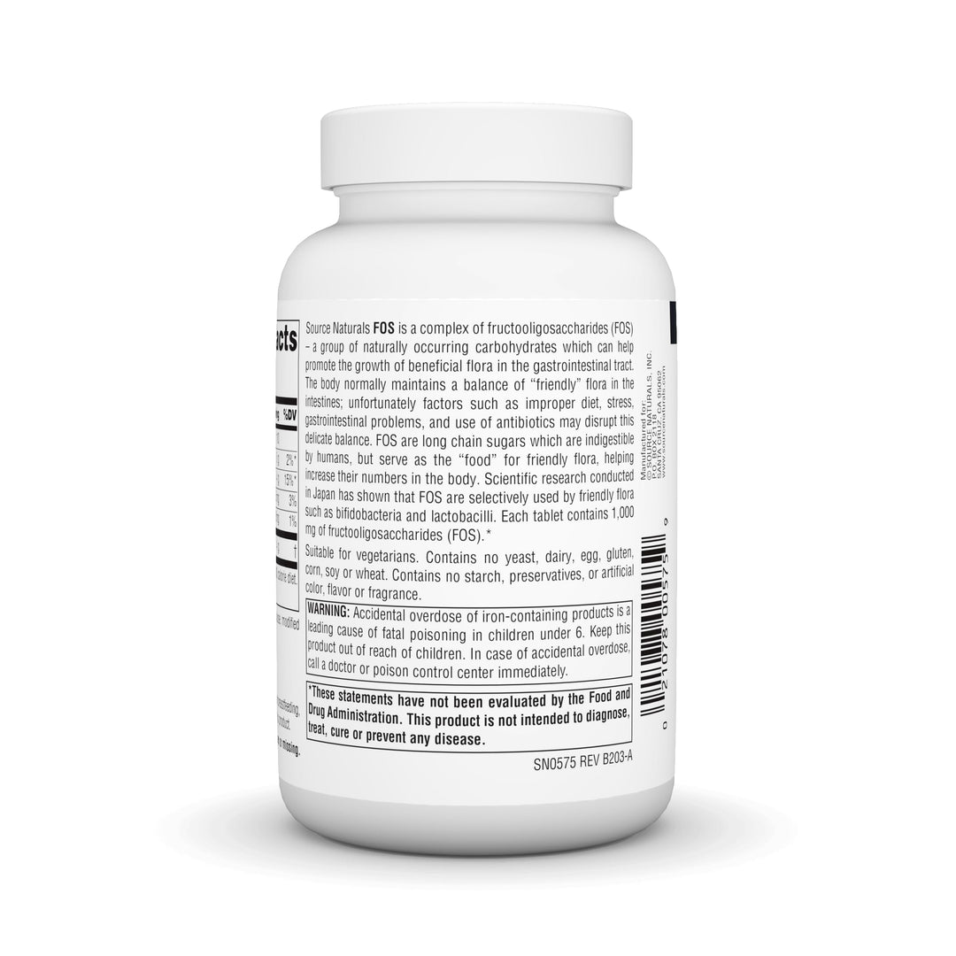 FOS 1000 mg Fructooligosaccharides Probiotic Enhancer - 100 Tablets