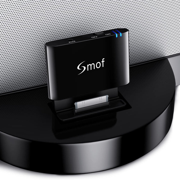 Premium 30 Pin Bluetooth Adapter Receiver for Bose Sounddock and 30 pin iPod iPhone Music Docking Station with Bluetooth Audio Receiver 3.5 mm AUX Output-Female(Not for Car) Black