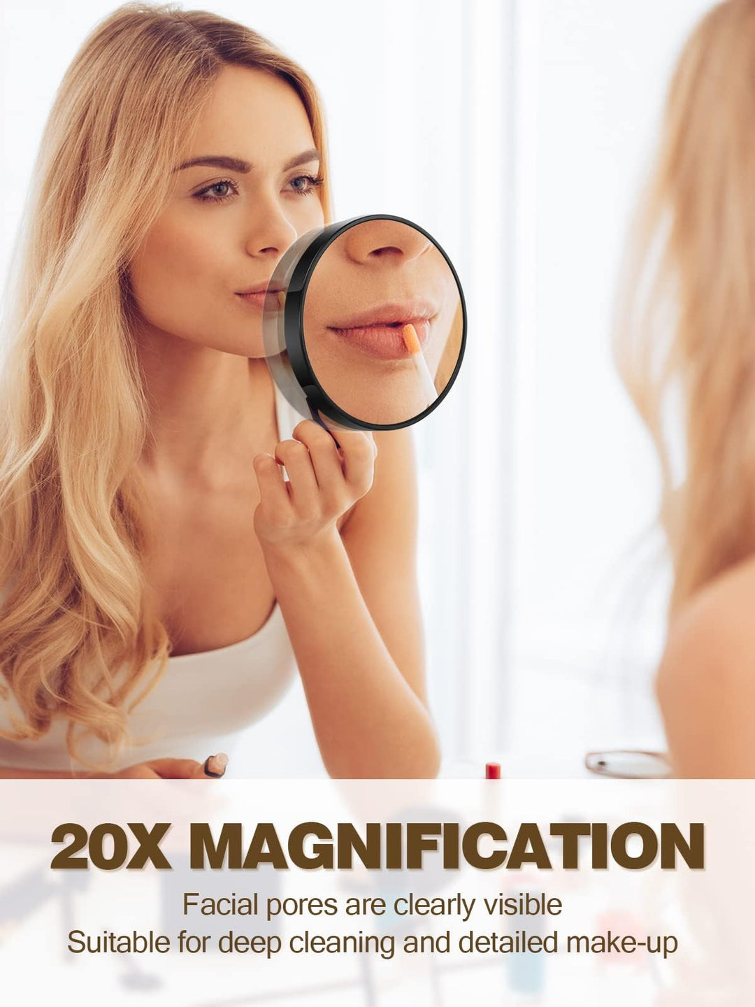 20X Magnifying Mirror with 2 Suction Cups, 3.5 inches Magnified Makeup Mirror and Slant Tweezers,1PCS