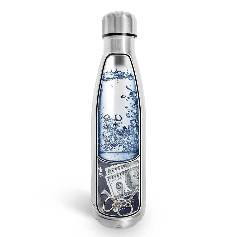 Stainless Steel Tumbler Water Bottle Stash Box Diversion Safe Hidden Bottom Storage and Vacuum