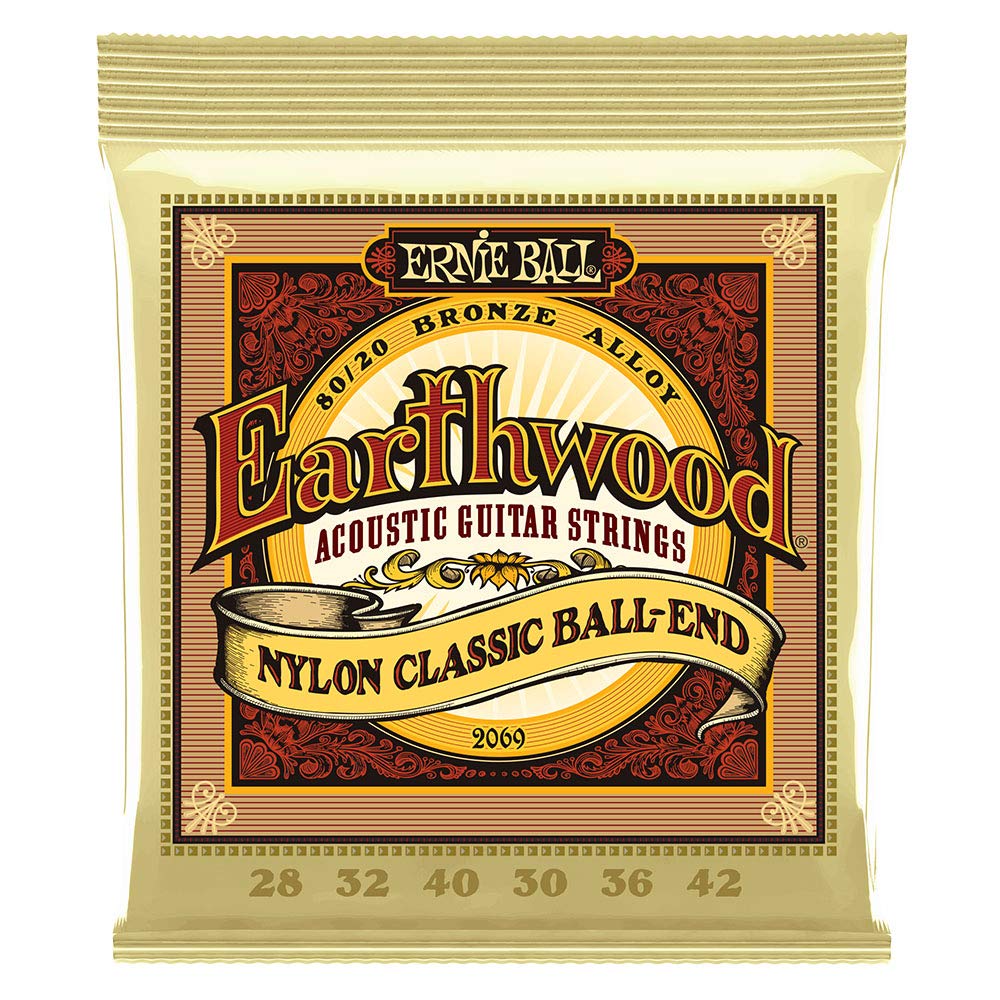 Folk Nylon Clear & Gold Ball-End 80/20 Bronze Acoustic Guitar Strings, 28-42 Gauge (P02069)
