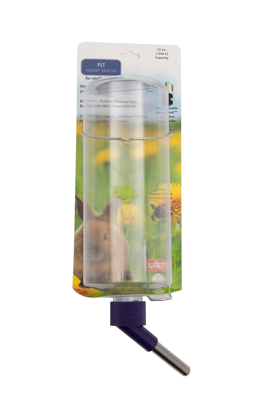 Standard Cage Water Bottles for Rabbits, Ferrets, Guinea Pigs, Hamsters, Rats, Mice and Other Small Animal's (32 Ounce, Clear)