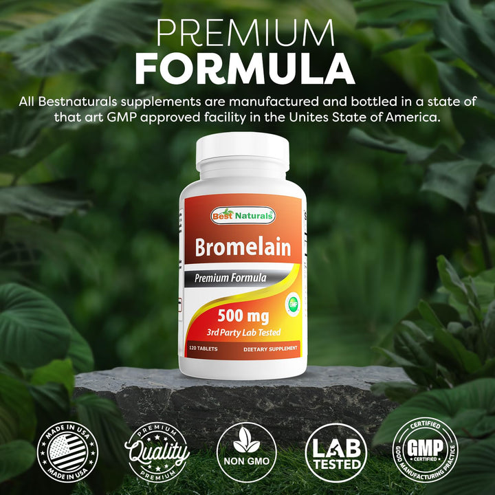 Bromelain Proteolytic Digestive Enzymes Supplements, 500 mg, 120 Tablets - Supports Healthy Digestion, Joint Health, Nutrient Absorption