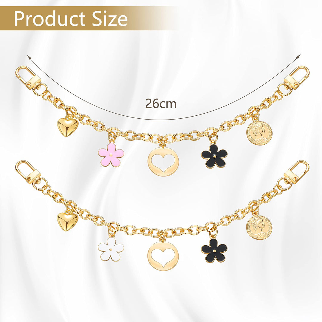 2 Pieces Handbag Chain Straps Replacement Strap Accessories Purse Handbag Charms Chain Accessories Purse Clutches Handle Chains Decor with Clasp for Crossbody Shoulder Bag Handbag Purse