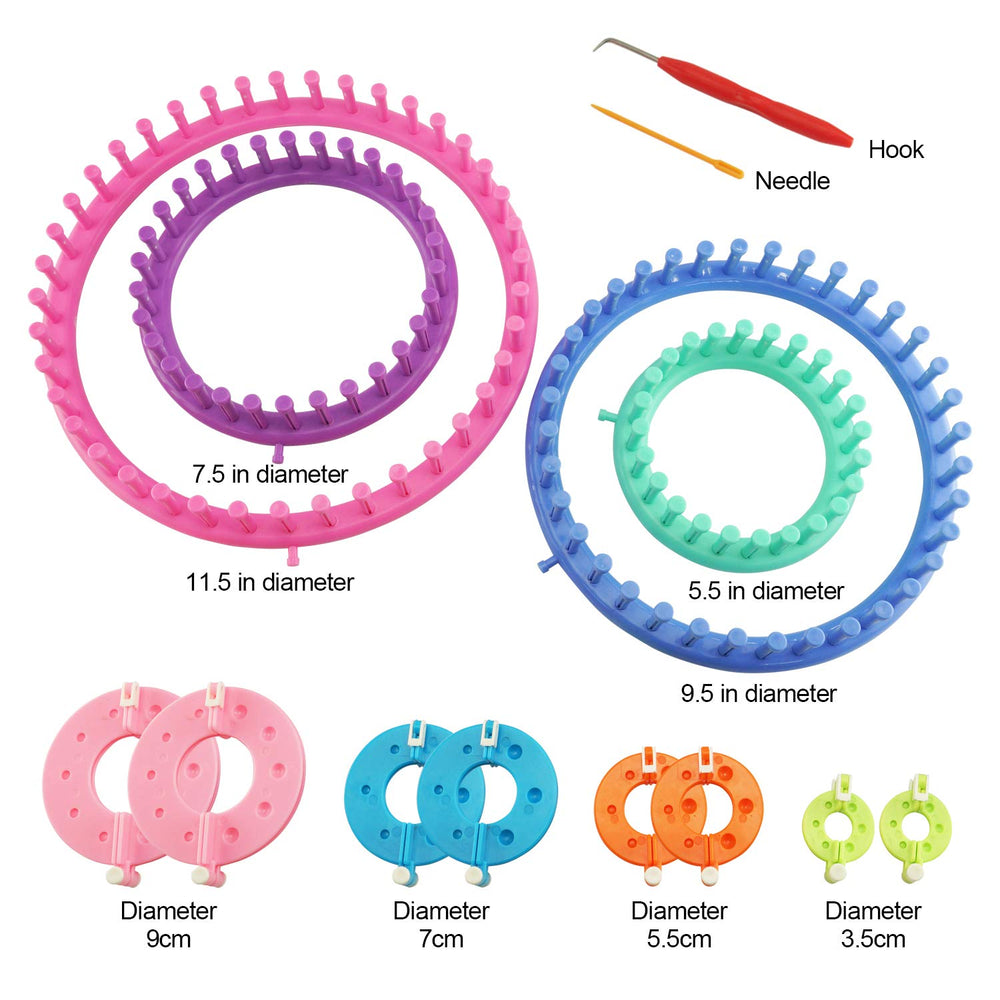 Long Knitting Loom Set with Hook Needle Kit for Yarn Cord Knitter 4 Looms (Long)