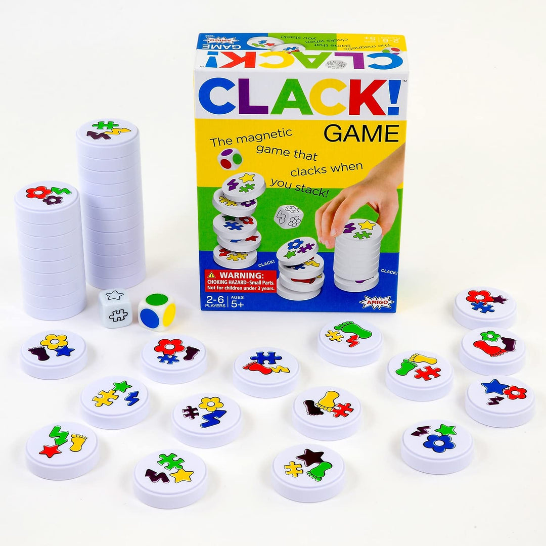 Games Clack! Categories - Exciting Kids Magnetic Stacking Game for 2-8 players Ages 7+ | Fun, Educational, & Fast-Paced Family Game
