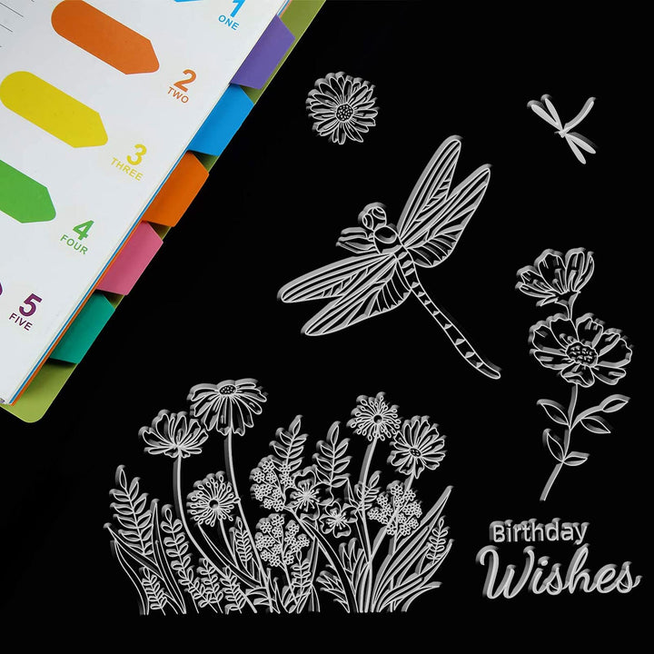 Happy Birthday Dragonfly Clear Stamps Transparent Silicone Stamp for Card Making Decoration and DIY Scrapbooking