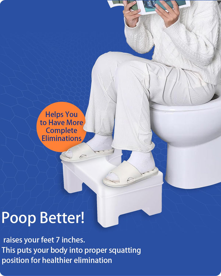 Toilet Stool, Detachable Toilet Potty Step Stool for Adults and Kids,7Tall Heavy Duty Plastic Portable Squatting Poop Foot Stool , Bathroom Non-Slip Toilet Assistance Step Stool - Modern Sleek Design