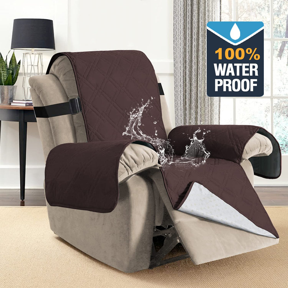 100% Waterproof Recliner Chair Covers Washable Recliner Cover for Reclining Chair Non Slip Recliner Slipcovers Seat Width Up to 22 Furniture Protectors for Pets (Recliner, Brown)