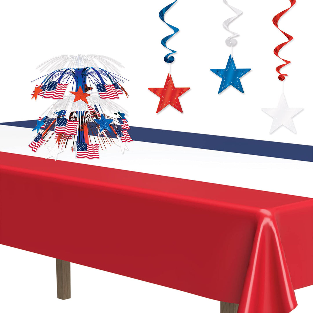 Patriotic Tablecover (red, White, Blue) Party Accessory (1 Count) (1/Pkg)