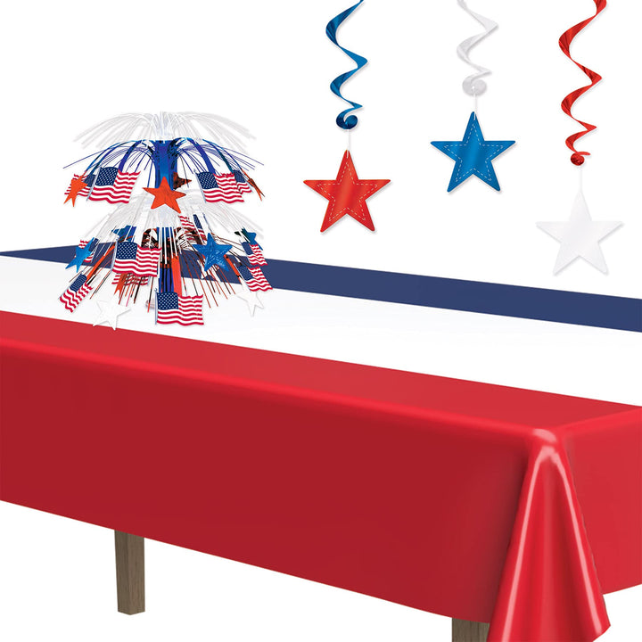 Patriotic Tablecover (red, White, Blue) Party Accessory (1 Count) (1/Pkg)