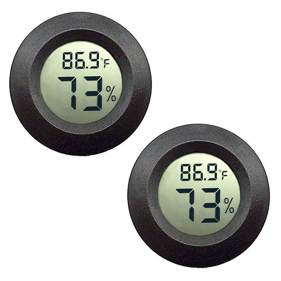 2 Pack Mini Digital Hygrometer Thermometer Gauge, Indoor Outdoor Temperature Humidity Meter for Greenhouse Humidors Incubators Reptile Terrarium Jars, Fahrenheit () or Celsius() (2)