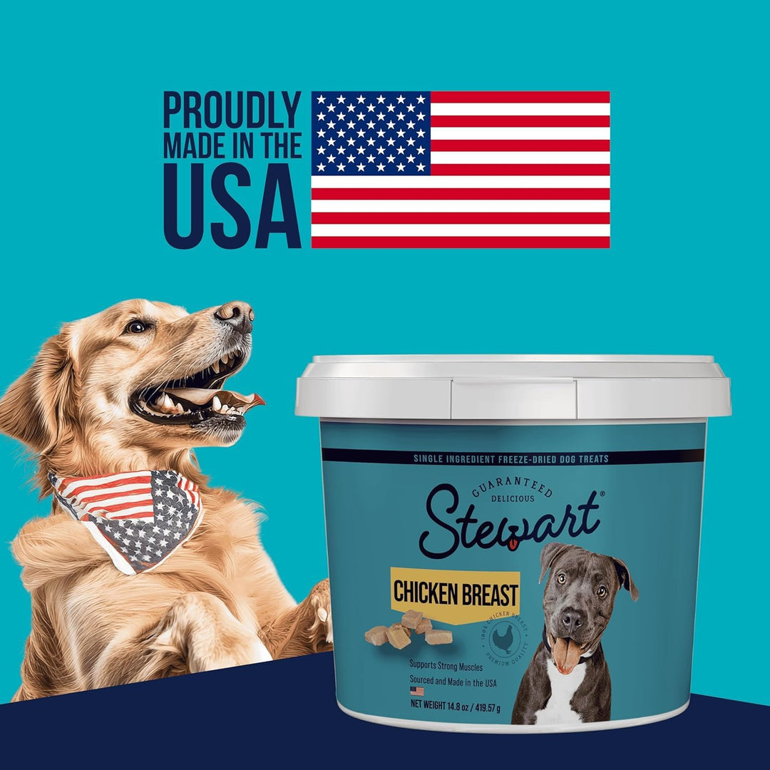 Single Ingredient Freeze Dried Raw Dog Treats, Chicken Breast, 11.5 Ounce Resealable Tub, Training Treats or Meal Topper for All Size Dogs, High Protein, Grain-Free, Gluten-Free