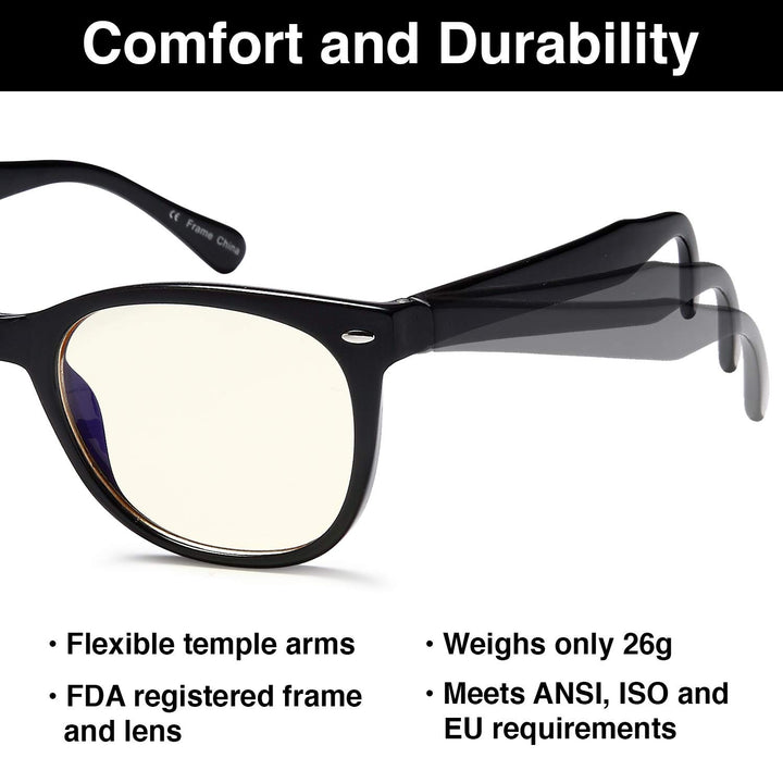 Gamma Ray Blue Light Blocking Glasses for TV, Computer Gaming and Digital Screens with Magnification and Anti Glare UV400