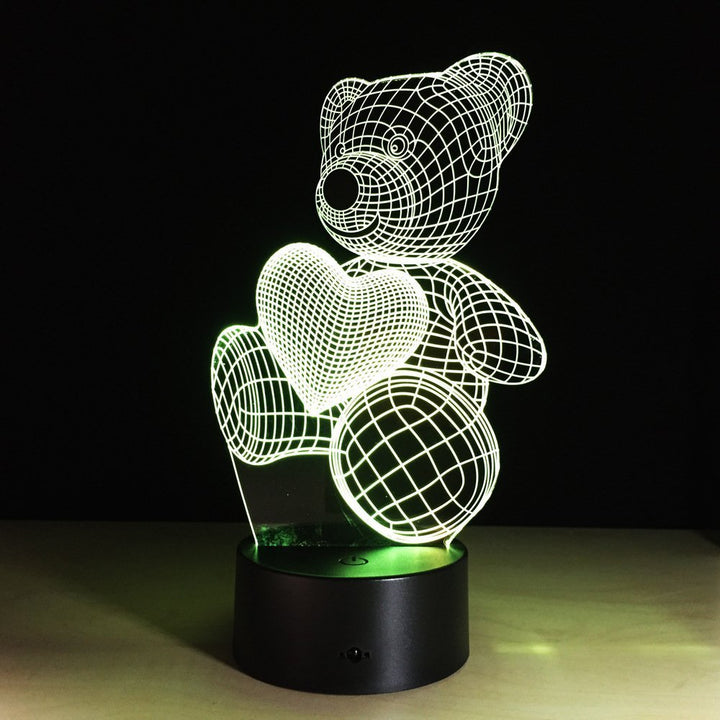 Creative 3D Visual illusion LED Lamp Bear Shape Night Lamp Best Gift For boys Acrylic Table Night light Furniture Decorative
