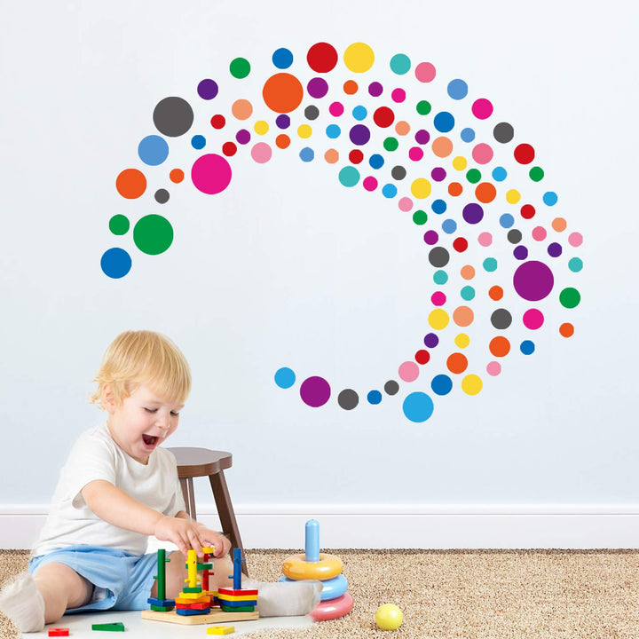 Wall Stickers for Bedroom Living Room, Polka Dot Wall Decals for Kids Boys and Girls (130 Circles)