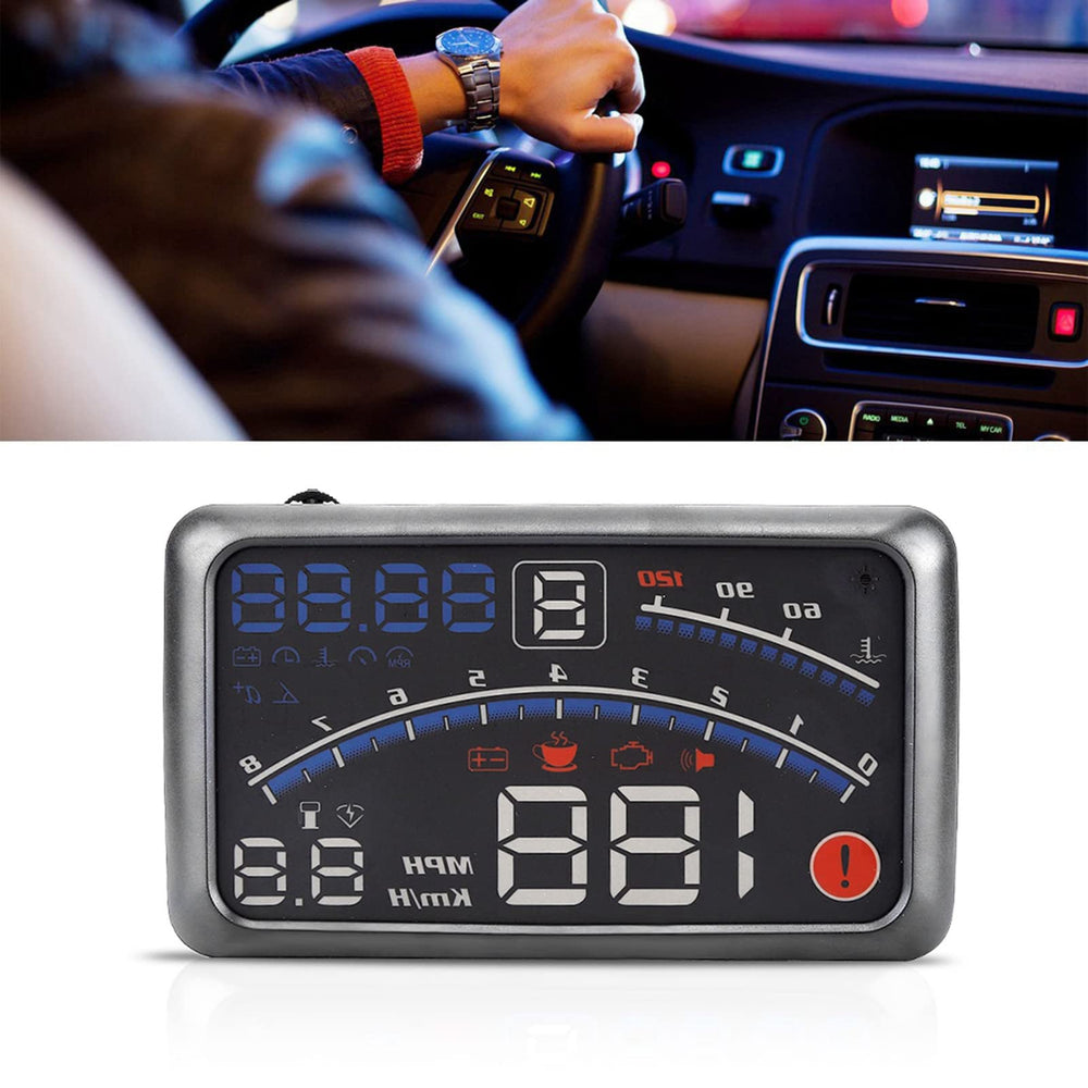 Heads Up Display,5.5 HD OBD II Car GPS HUD Head Up Speed Display Over Speed Warning,Fuel Consumption,Temperature
