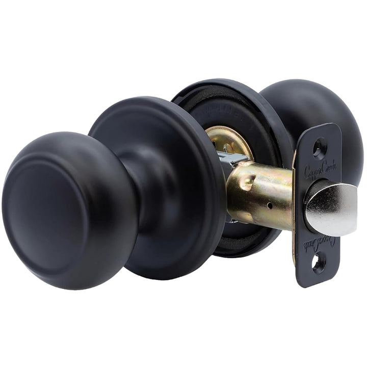 Black Door Knobs - Round Colonial Knob, 1 Pack, Interior Passage Handle Perfect for Home Improvement - Fits All Standard Doors - Hallway, Closet, Bedroom, Bathroom