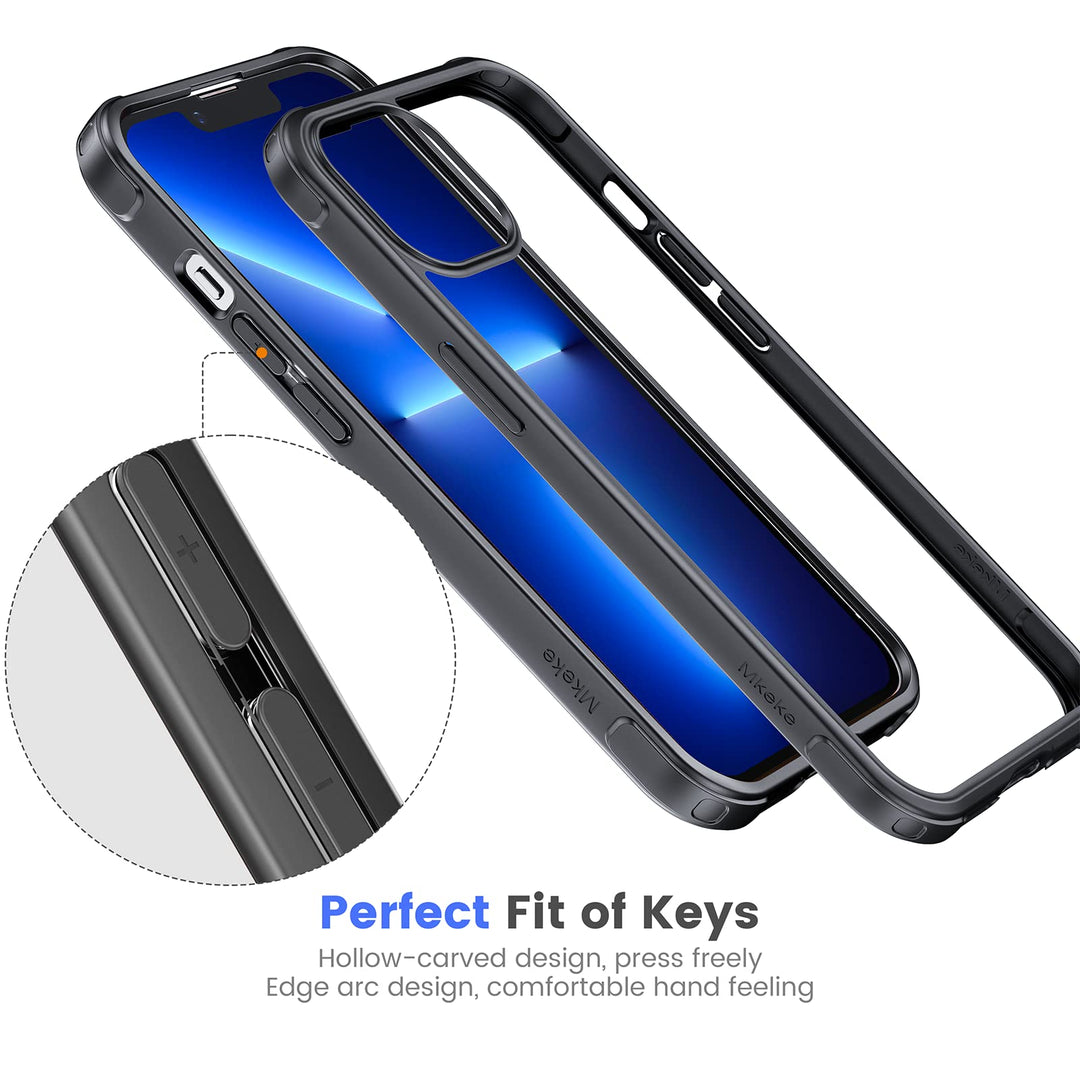 Compatible with iPhone 13 Pro Max Case Clear, Not Yellowing Shockproof Protective Bumper Hard Back Phone Case 6.7 inch Released in 2021 Black
