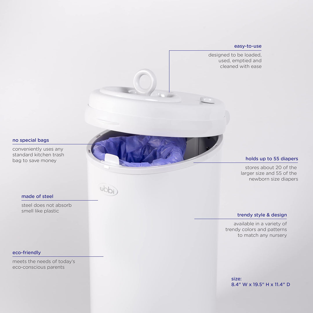Steel Diaper Pail, Odor Locking, No Special Bag Required, Award-Winning, Registry Must-Have, Gray