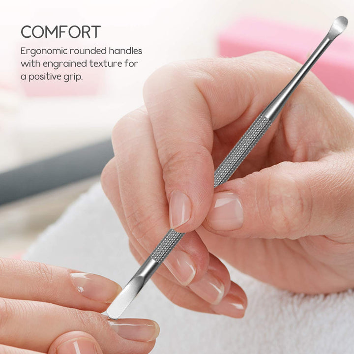 Professional Cuticle Pusher and Spoon Nail Cleaner | Dual Sided Stainless Steel Pusher and Nail Cleaner | For Nail And Cuticle Care | Beauty Tools