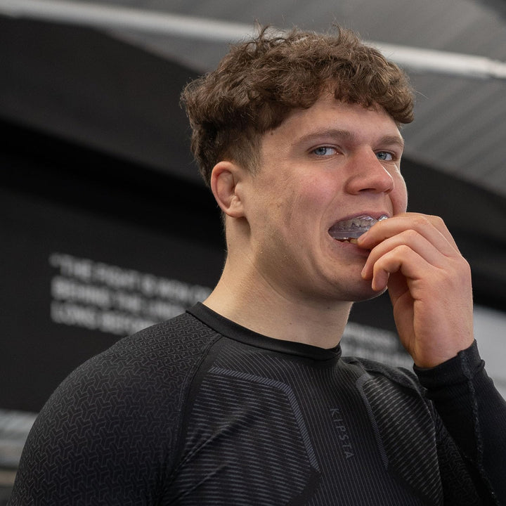 Sports Mouthguard Slim Fit, Adult and Junior Mouth Guard with Case for Boxing, Basketball, Lacrosse, Football, MMA, Martial Arts, Hockey and All Contact Sports (Adult 12+ Years, Clear)