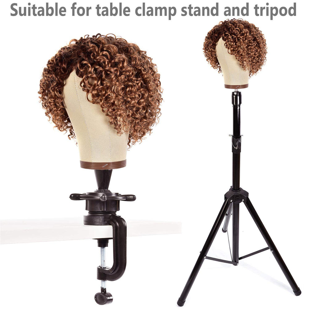23 Inch Wig Head Cork Canvas Block Head Mannequin Head With Stand for Making Wigs (21Inch-24Inch)