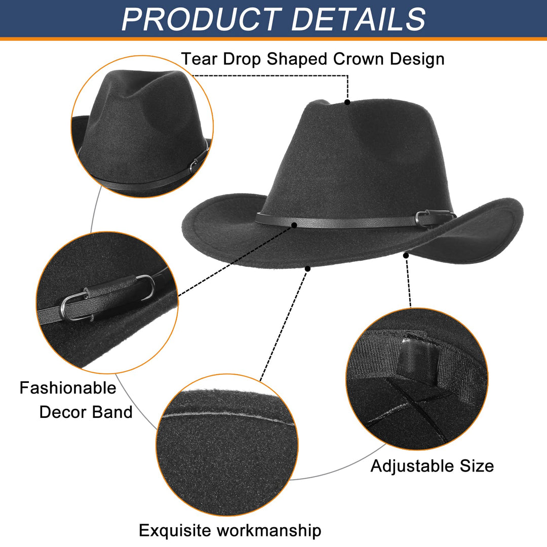 Cowboy Hat for Men Women Classic Roll Up Brim Fedora Cowgirl Hat Western Cowboy Hat with Belt Khaki
