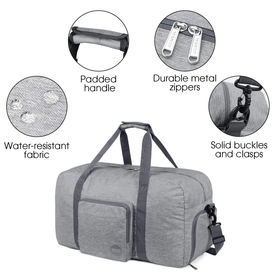 24 Foldable Duffle Bag 60L for Travel Gym Sports Lightweight Luggage Duffel By (24 inches (60 Liter), Denim Grey 24), Grey Denim 60 Liter, 24 inches (60 Liter)