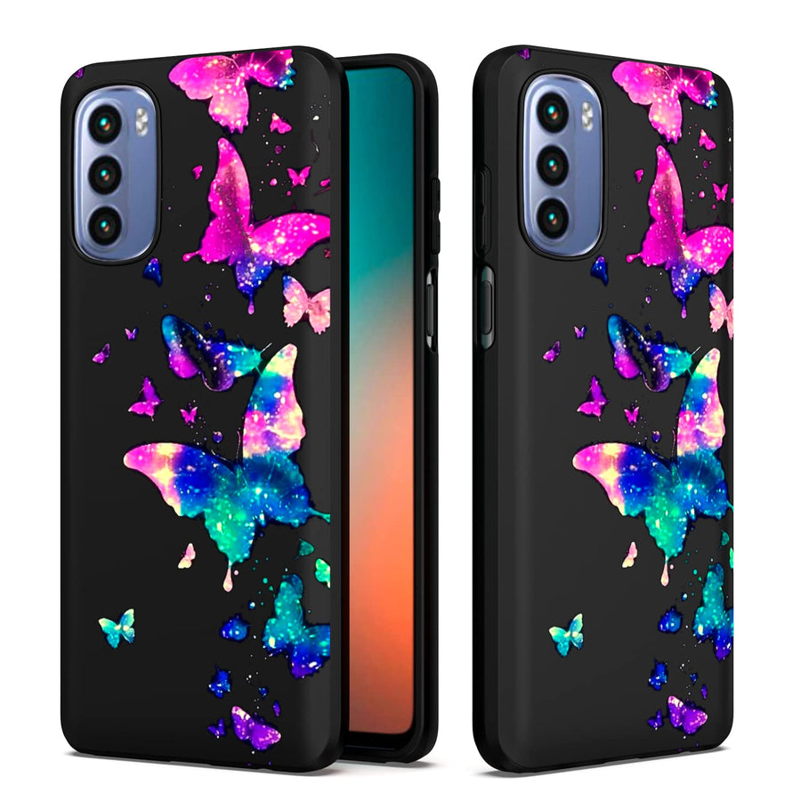 Case for Moto G Stylus 2022 4G, Full Body Flexible Soft TPU Shock-Absorption Protective Motorola G Stylus 2022 Stylish Galaxy Butterfly Case for Women Girls Men